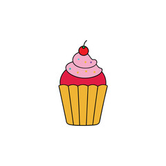 A delicious festive cupcake on a plain white background vector illustration