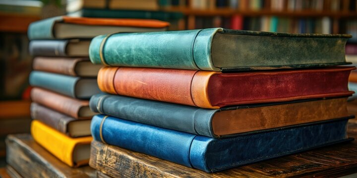 Exploring vintage literature a collection of colorful books in a cozy library captured from an aesthetic angle