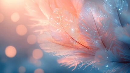 Delicate feathers in soft light nature abstract serene environment view ethereal concept