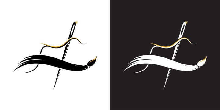 The Niddle Logo Vector. Brushes in the needles and thread Logo . Tailor Brand Logo.