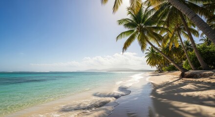 Fototapeta premium Tropical beach scene with palm trees (12)