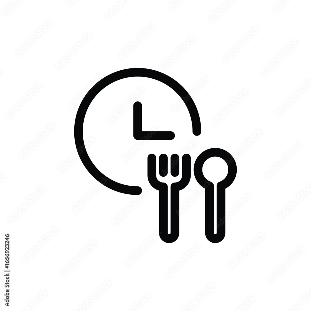 Poster fork and spoon and watch outline icon vector design good for web or mobile app