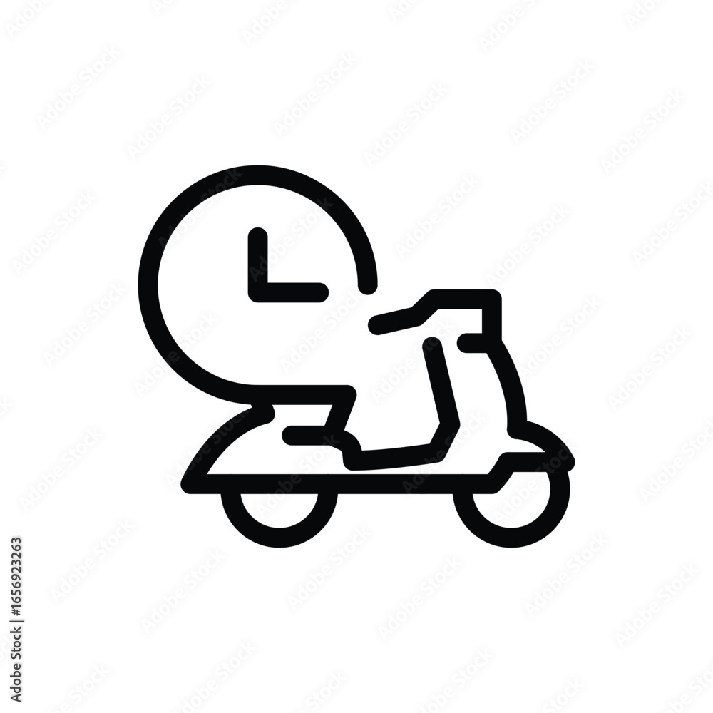 Poster scooter and time outline icon vector design good for web or mobile app