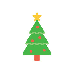 A simple Christmas tree icon in a flat design vector illustration