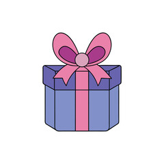 A wrapped gift box with a beautiful ribbon and bow on a white background vector illustration