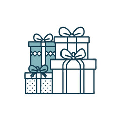 Several gift boxes with colorful ribbons and bows on a white background vector illustration