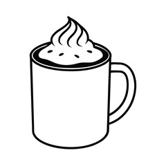 A warm mug of hot chocolate on a plain white background vector illustration