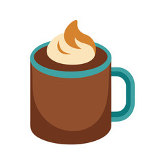 A warm mug of hot chocolate on a plain white background vector illustration