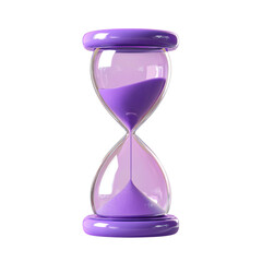 3D Render of Purple Hourglass Icon with Sand in Cartoon Style &ndash; Isolate on Transparent White Background