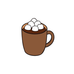 A mug of hot cocoa with marshmallows on a white background vector illustration