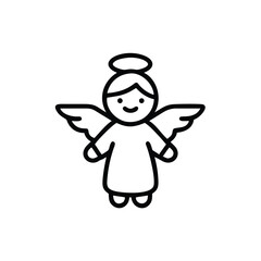 A kid in a Christmas angel costume on a white background vector illustration
