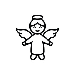 A cute kid dressed as a Christmas angel on a white background vector illustration