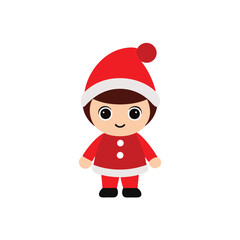 A child in a festive Santa costume on a white background vector illustration
