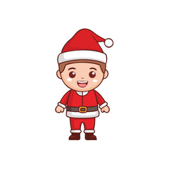 A cute kid dressed as Santa on a white background vector illustration