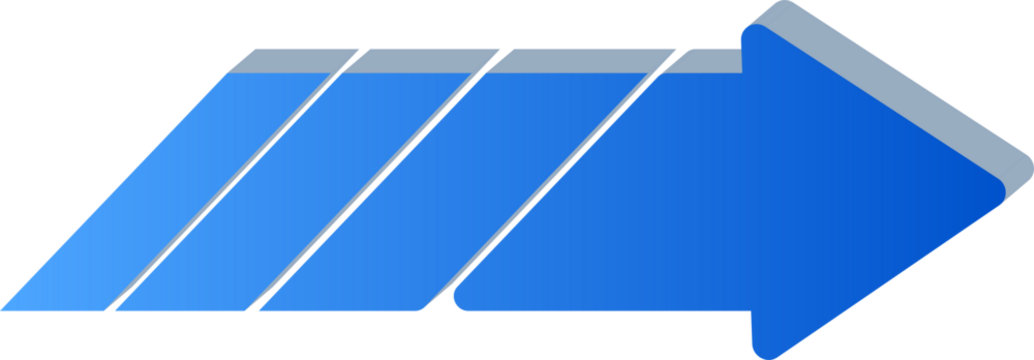 Gradient blue 3D forward navigation arrow isolated on transparent background