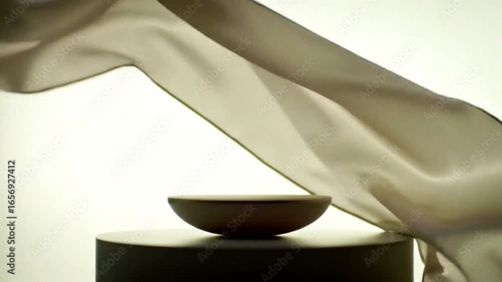 Fototapete soft fabric flows around a minimal bowl, creating an elegant and abstract composition with a gentle 