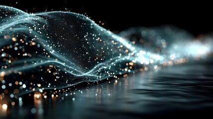 Abstract digital wave of particles. Futuristic point wave. Technology background vector. Vector illustration
