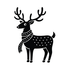 A cute reindeer with a scarf against a white background vector illustration