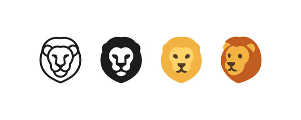 Obraz premium Lion head designs in minimalist and flat styles with various color schemes