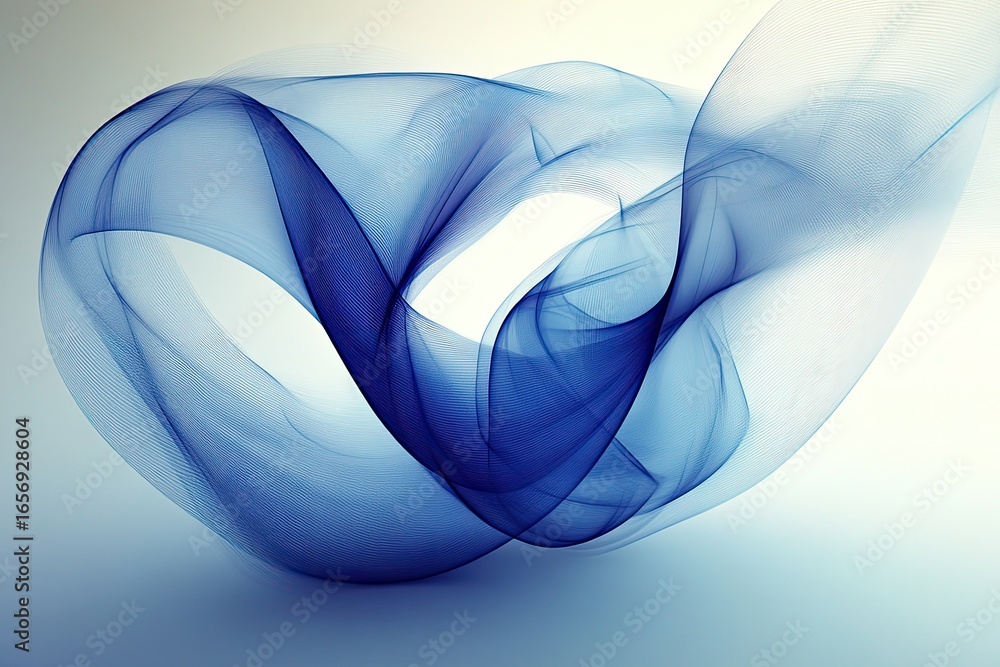 Aufkleber blue abstract wave background with fine line art detail and smooth gradients. use it for tech, scien