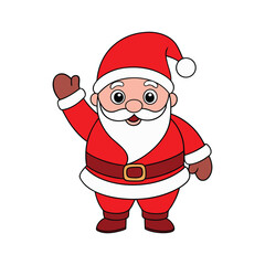 A simple illustration of Santa Claus in a waving pose on a white background vector illustration