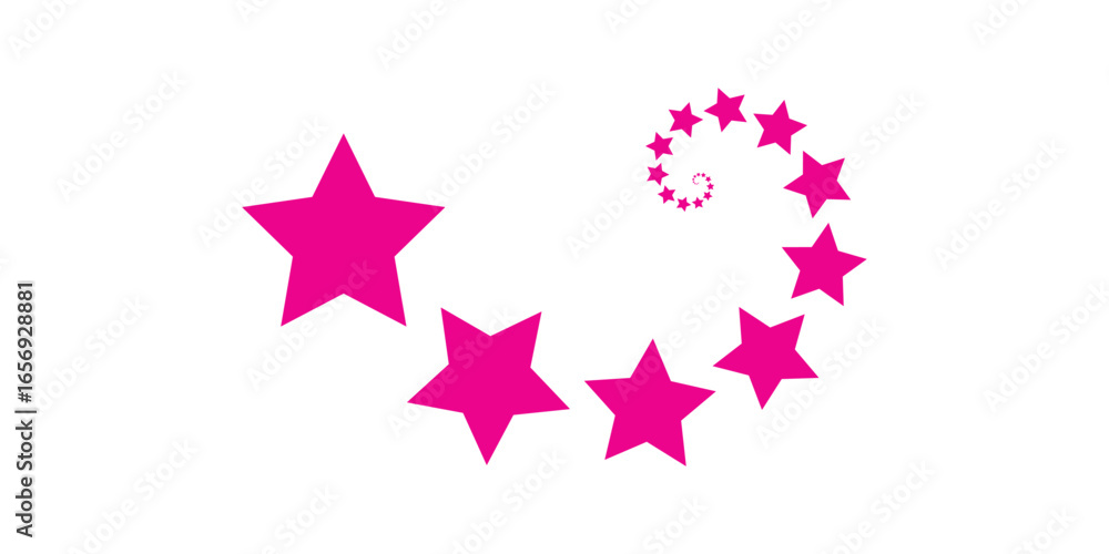 Poster a spiral of pink stars on a white background creating a swirling and decorative pattern design eleme