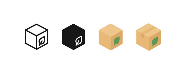 Fototapeta premium Eco-friendly packaging icons: recycle, sustain, green design in minimal styles