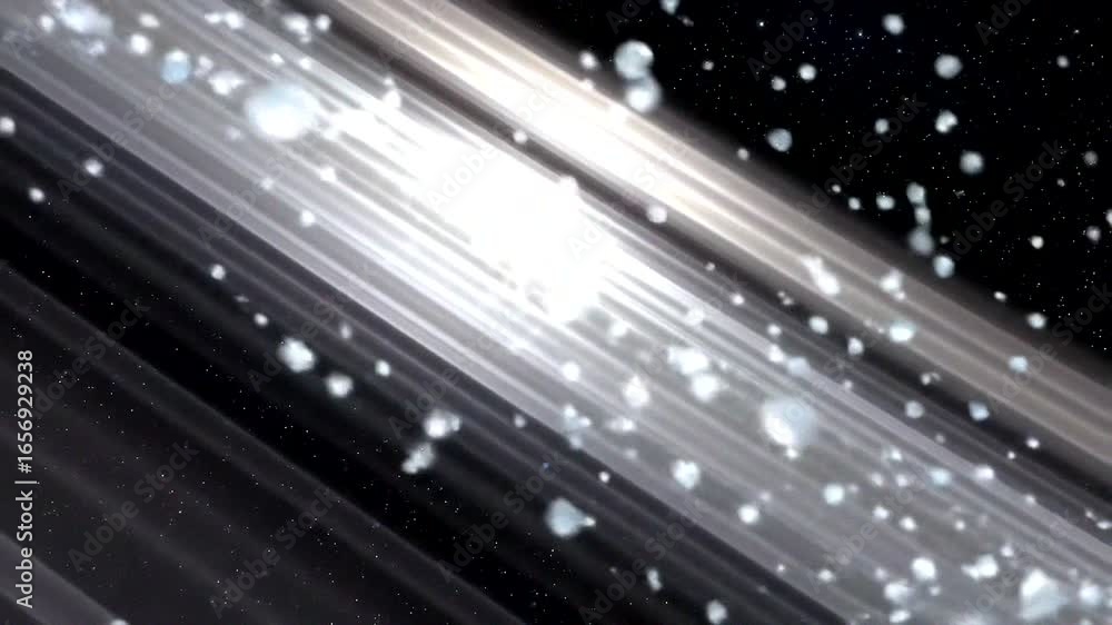 Poster dynamic particles create a mesmerizing illusion in a cosmic space filled with shimmering light and d