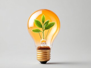 light bulb with sprout growing inside, eco concept