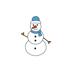 A cheerful snowman engaged in a winter activity on a white background vector illustration