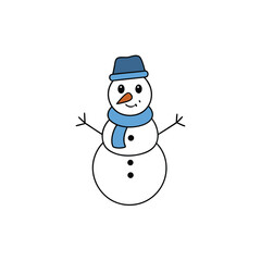 A simple illustration of a snowman doing a winter activity on a white background vector illustration