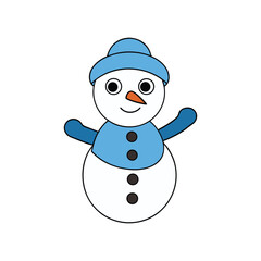 A simple illustration of a snowman doing a winter activity on a white background vector illustration