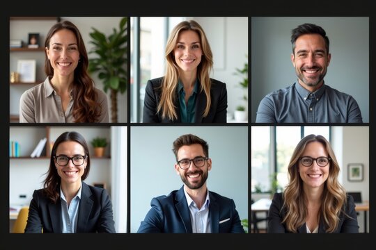 Multifaceted Professionals: A Composite Image of Individuals Showing Their Avatar Faces on a Video Conference Call - Powered by Adobe