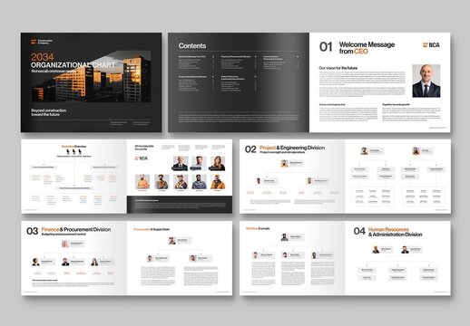 Organizational Chart Template Infographic & Brochure Layout