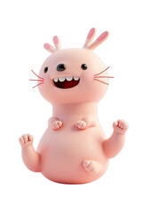 Obraz premium A cheerful, cartoonish pink creature with large ears and a wide smile.