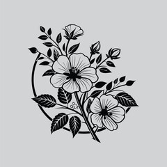 Geranium Aesthetic Botanical Frame Line Artwork