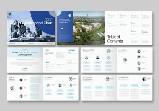 Organizational Chart Template with Education Theme for Staff Org Chart Infographics