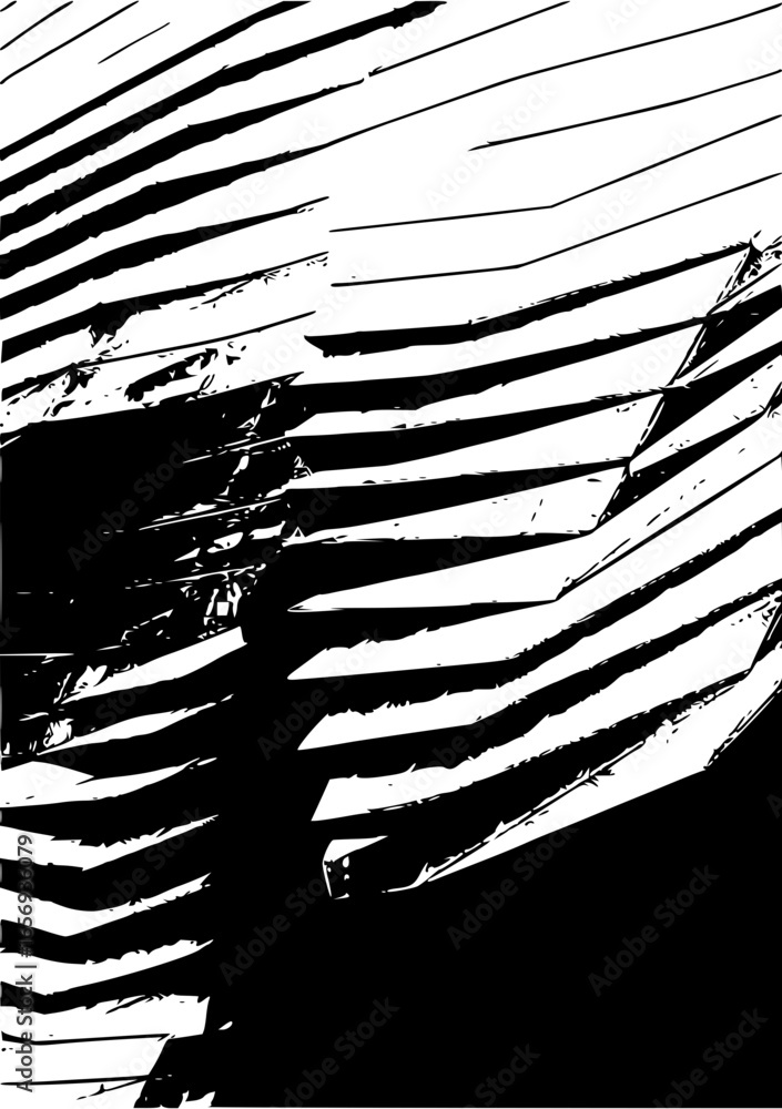 Poster abstract black and white image featuring a pattern of horizontal lines and geometric shapes design a