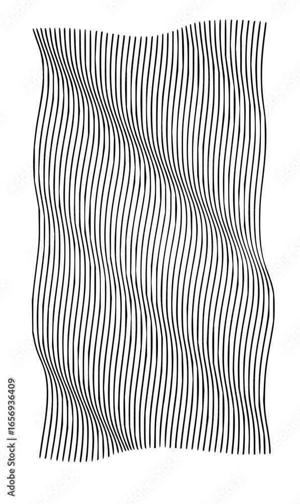 Poster abstract vertical black lines with wavy distortion effect on a white background create an optical il