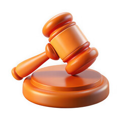 Stylized cartoonish judge's gavel and sounding block in 3d render for legal concepts