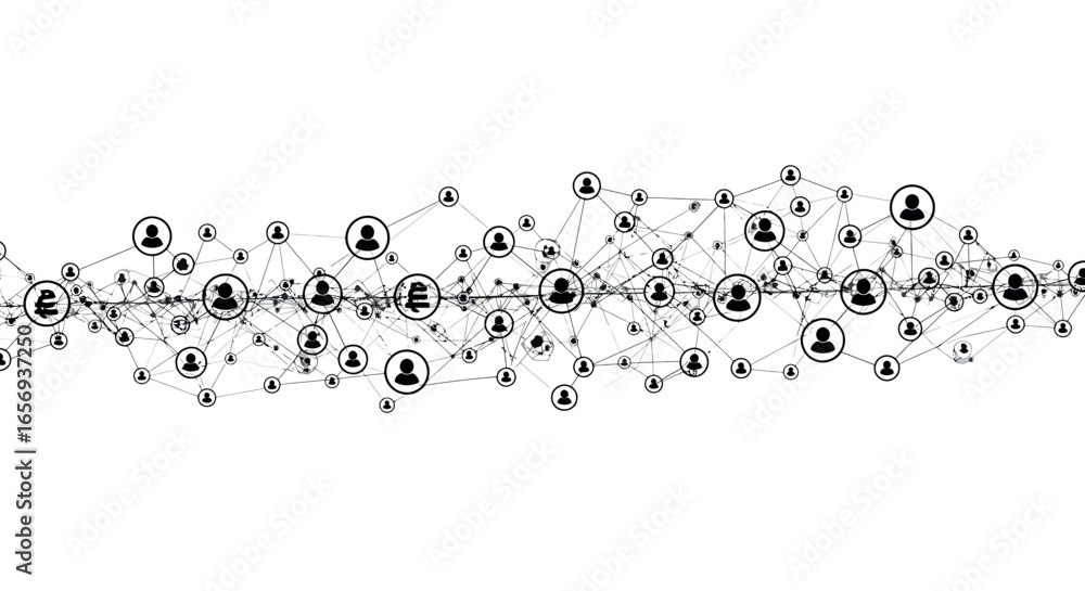 Poster abstract network design with connected nodes and icons