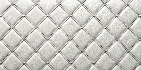 Fototapeta premium White Leather Diamond Stitch Pattern with Silver Studs Background Texture
