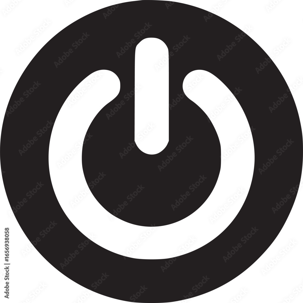 Poster Vector art of power button symbol icon for technology, energy, and control, representing start, stop, and switch functions in a minimalist design