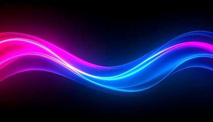 A dynamic, vibrant design features flowing neon pink and blue waves against a dark background, creating a captivating and futuristic aesthetic.