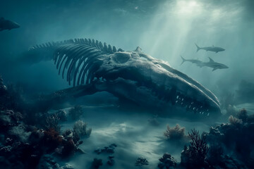 Fototapeta premium 失われた巨獣―静寂の海に漂う骨