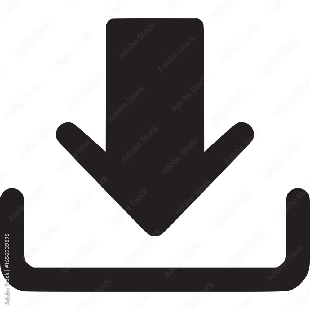 Poster vector art of download arrow icon symbolizing data transfer and file saving for internet, network, a