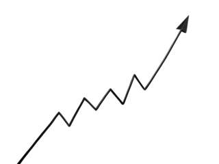 Hand drawn upward trending graph arrow, isolated on transparent background