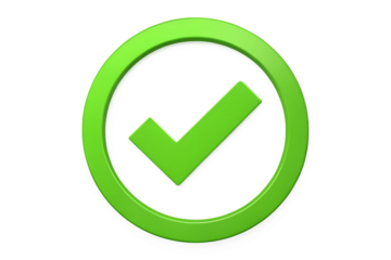 Green checkmark inside a circle, isolated on transparent background