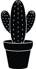 Cactus plant Pot  black silhouette vector,Cactus plant icon