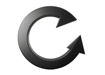 Black circular arrow symbol representing refresh or repeat, isolated on transparent background